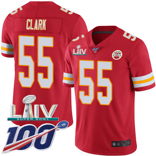 Kansas City Chiefs Nike #55 Frank Clark Red Super Bowl LIV 2020 Team Color Men Stitched NFL 100th Season Vapor Untouchable Limited Jersey->women nfl jersey->Women Jersey